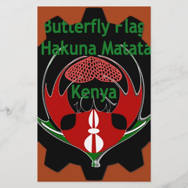 Kenya Butterfly Flag Kunst - Hakuna Matata Patriot Briefpapier (Vorderseite)