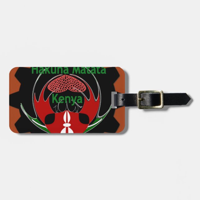 Kenya Butterfly Flag Kunst - Hakuna Matata Patriot Gepäckanhänger (Vorderseite horizontal)