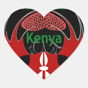 Kenya Butterfly Flag Kunst - Hakuna Matata Patriot Herz-Aufkleber