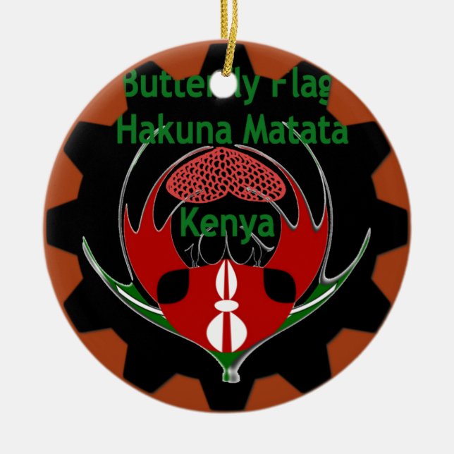 Kenya Butterfly Flag Kunst - Hakuna Matata Patriot Keramik Ornament (Vorne)