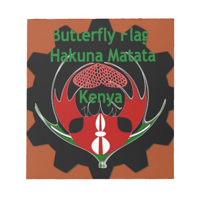 Kenya Butterfly Flag Kunst - Hakuna Matata Patriot Notizblock (Vorderseite)