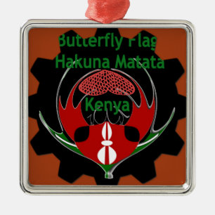 Kenya Butterfly Flag Kunst - Hakuna Matata Patriot Ornament Aus Metall