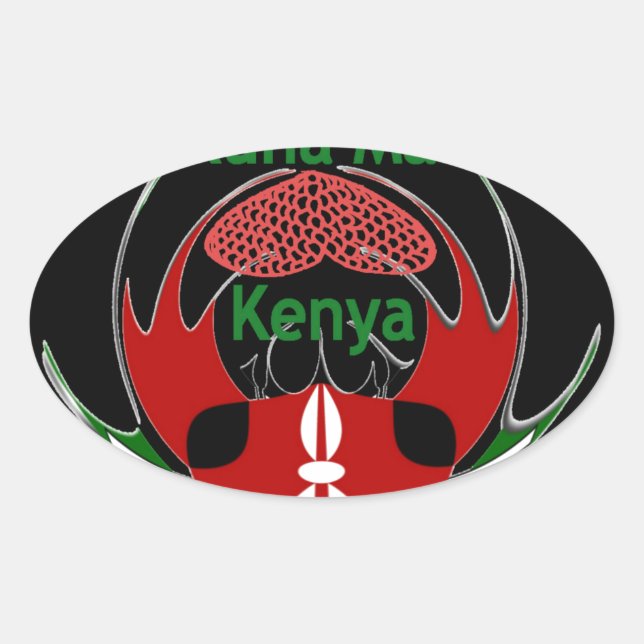 Kenya Butterfly Flag Kunst - Hakuna Matata Patriot Ovaler Aufkleber (Vorderseite)