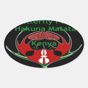Kenya Butterfly Flag Kunst - Hakuna Matata Patriot Ovaler Aufkleber