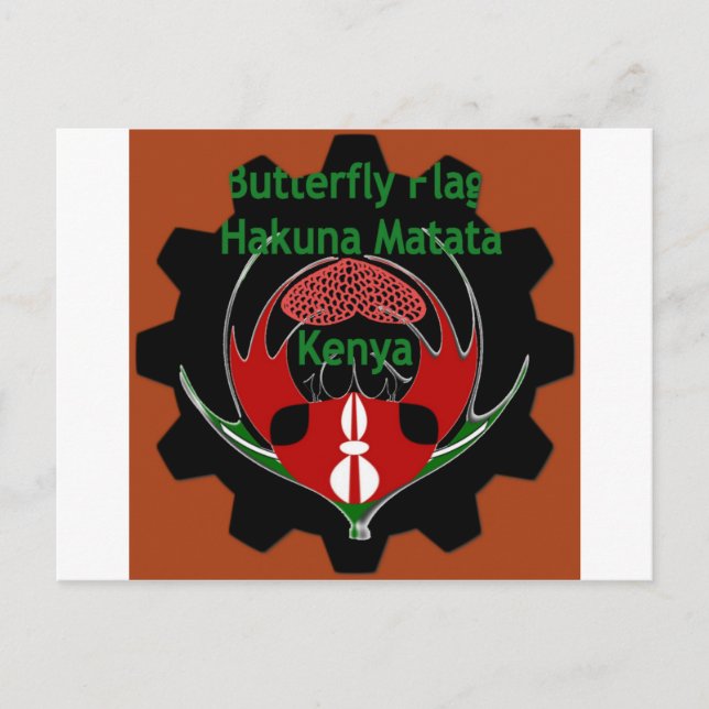 Kenya Butterfly Flag Kunst - Hakuna Matata Patriot Postkarte (Vorderseite)