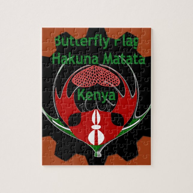 Kenya Butterfly Flag Kunst - Hakuna Matata Patriot Puzzle (Vertikal)