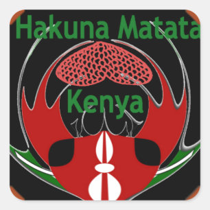 Kenya Butterfly Flag Kunst - Hakuna Matata Patriot Quadratischer Aufkleber
