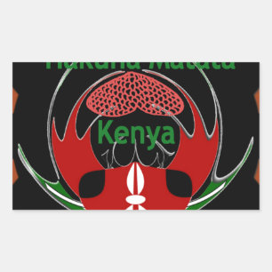 Kenya Butterfly Flag Kunst - Hakuna Matata Patriot Rechteckiger Aufkleber