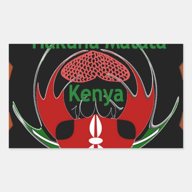Kenya Butterfly Flag Kunst - Hakuna Matata Patriot Rechteckiger Aufkleber (Vorderseite)
