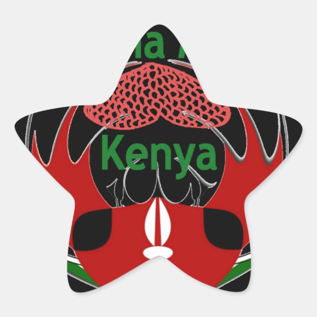 Kenya Butterfly Flag Kunst - Hakuna Matata Patriot Stern-Aufkleber (Vorderseite)