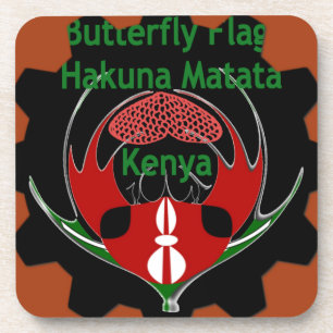 Kenya Butterfly Flag Kunst - Hakuna Matata Patriot Untersetzer