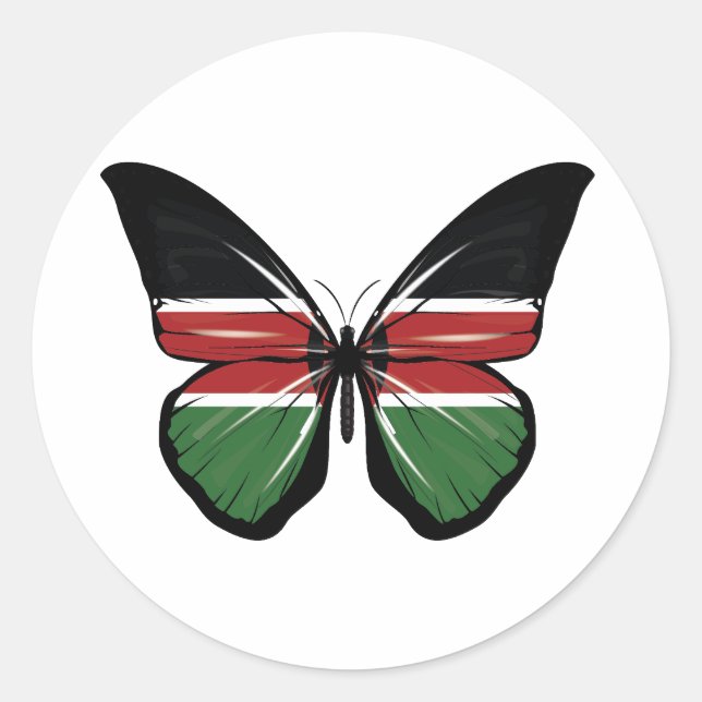 Kenya Butterfly Flag Runder Aufkleber (Vorderseite)