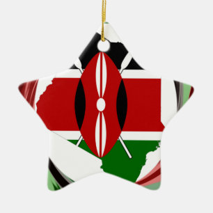 Kenya Celebration Colorful Flag Map Vektor Artwork Keramikornament