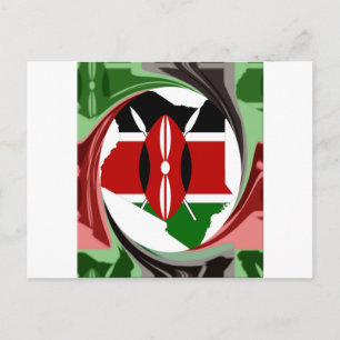 Kenya Celebration Colorful Flag Map Vektor Artwork Postkarte