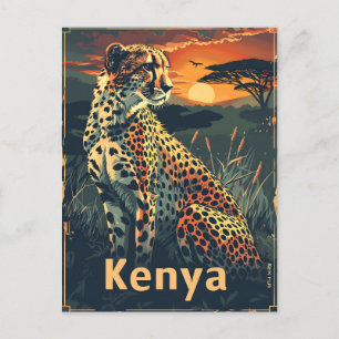 Kenya Cheeatah Sonnenuntergang Postkarte