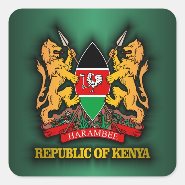 Kenya COA Quadratischer Aufkleber (Vorderseite)