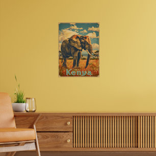 Kenya Elefant Vintage Poster