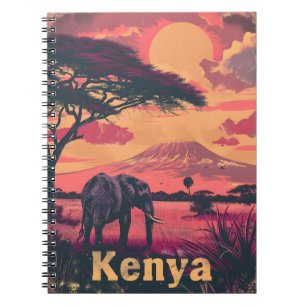 Kenya Elephant Sunset Notizblock