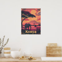 Kenya Elephant Sunset