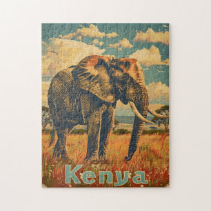 Kenya Elephant Vintag Puzzle