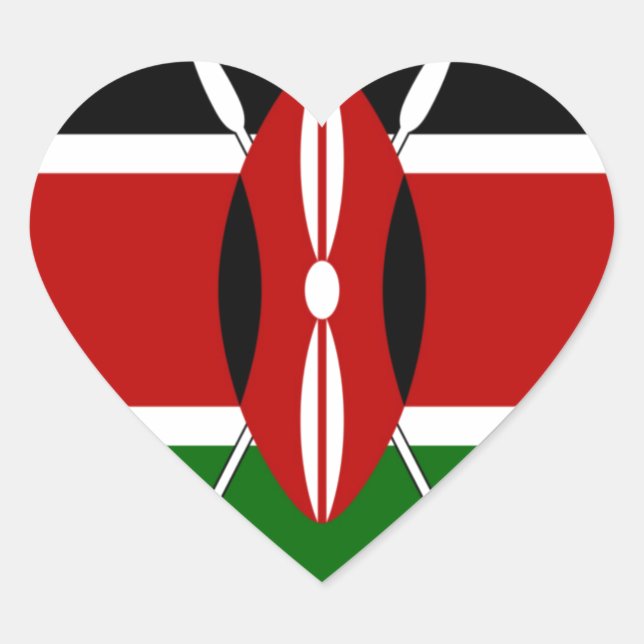 Kenya Flag Art - Patriotic & Modern Design Herz-Aufkleber (Vorderseite)