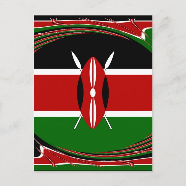 Kenya Flag Art - Patriotic & Modern Design Postkarte (Vorderseite)