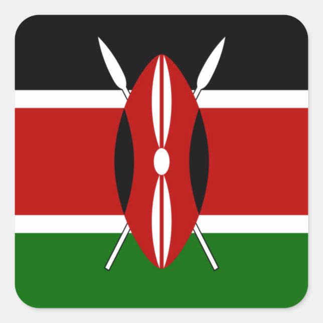 Kenya Flag Art - Patriotic & Modern Design Quadratischer Aufkleber (Vorderseite)