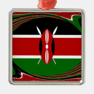 Kenya Flag Art - Patriotic & Modern Design Silbernes Ornament