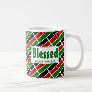 KENYA FLAG Custom Scripting BLESSED Kenyan Kaffeetasse