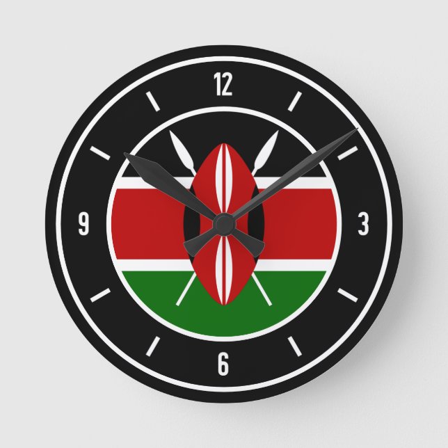 Kenya Flag Elegant Runde Wanduhr (Vorderseite)