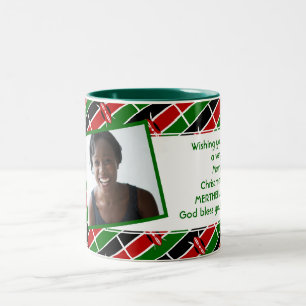 KENYA FLAG Foto-Vorlage Ihren Text hinzufügen Zweifarbige Tasse