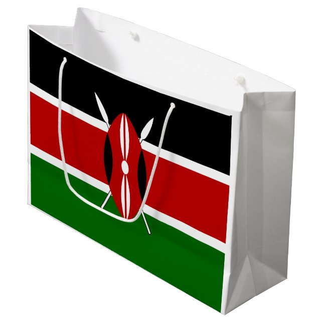 Kenya Flag Große Geschenktüte (Vorderseite Schrägansicht)
