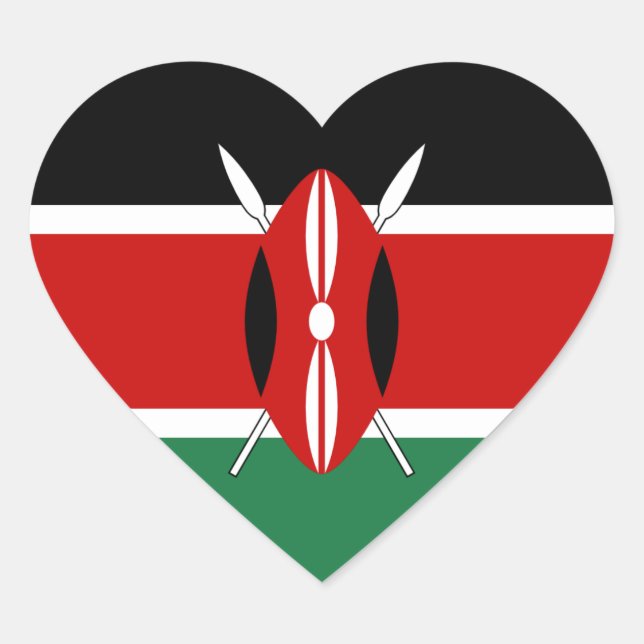 Kenya Flag Heftsticker Herz-Aufkleber (Vorderseite)