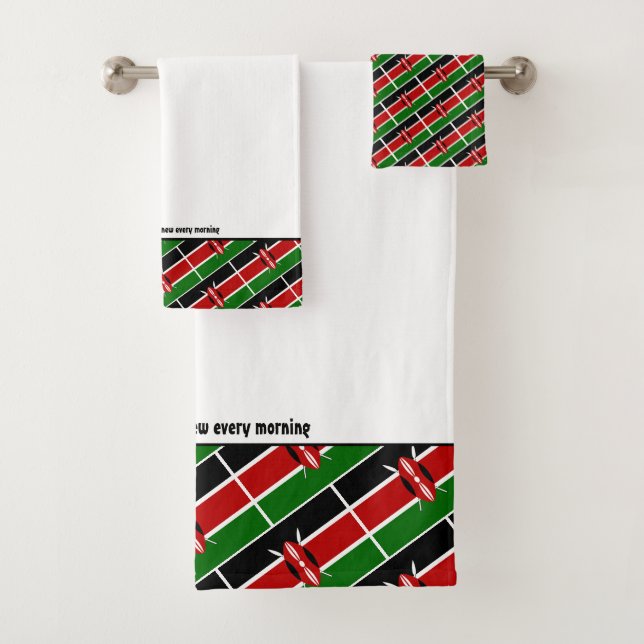 KENYA FLAG Personalisierte Schrift WEISS Badhandtuch Set (Insitu)
