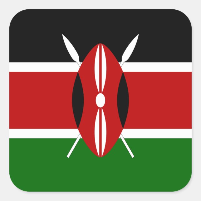 Kenya Flag Quadratischer Aufkleber (Vorderseite)
