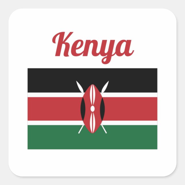 Kenya Flag Quadratischer Aufkleber (Vorderseite)