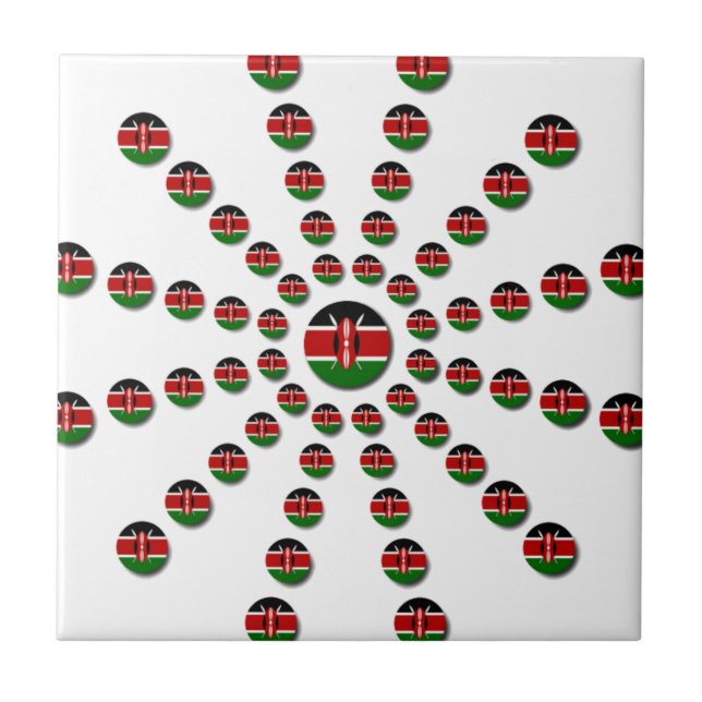 Kenya Flag Radialmuster: Patriotische Kunst & Deko Fliese (Vorderseite)
