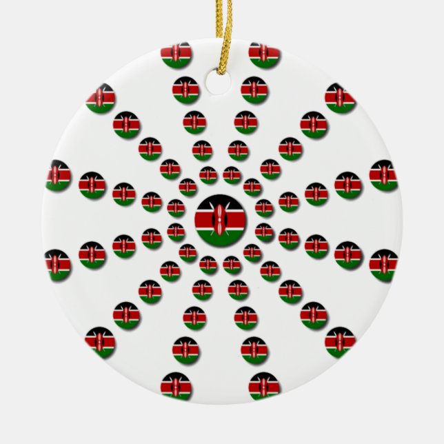 Kenya Flag Radialmuster: Patriotische Kunst & Deko Keramik Ornament (Vorne)