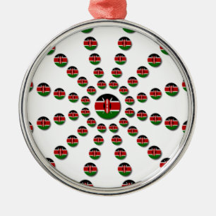 Kenya Flag Radialmuster: Patriotische Kunst & Deko Ornament Aus Metall