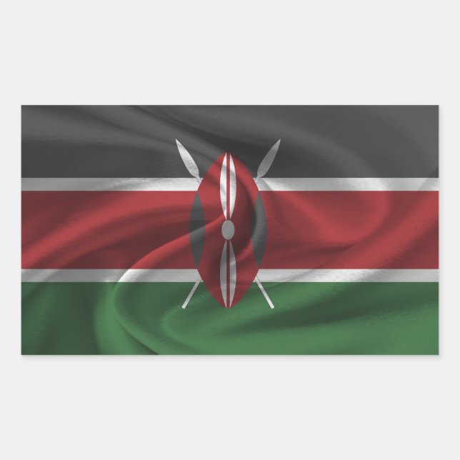 Kenya Flag Rechteckiger Aufkleber (Vorderseite)
