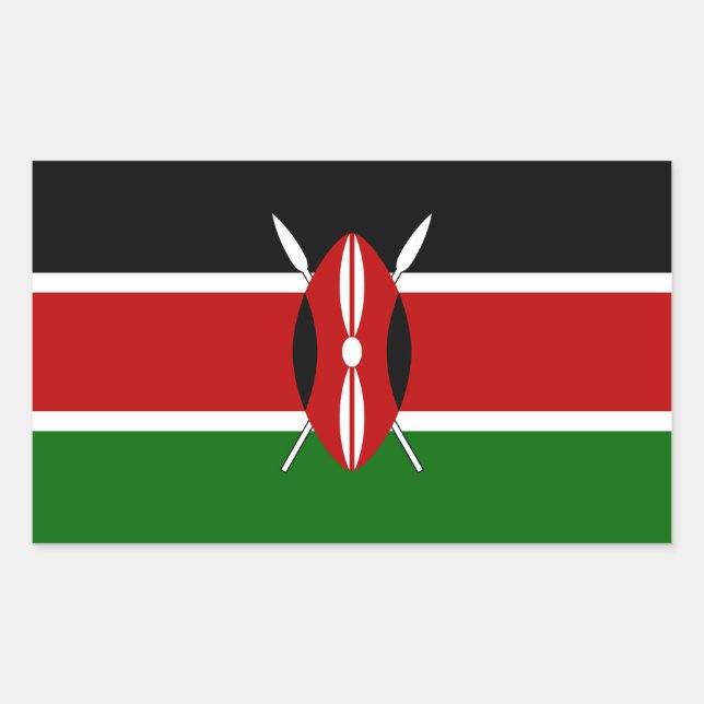 Kenya Flag Rechteckiger Aufkleber (Vorderseite)