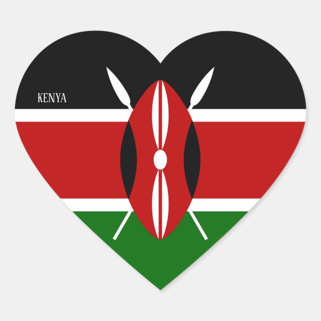 Kenya Flag Splendid Patriotic Herz-Aufkleber (Vorderseite)