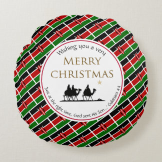 KENYA FLAG Three Wise Men KENYAN Weihnachten Rundes Kissen