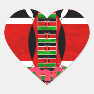 Kenya Flag Tuko Pamoja Herz-Aufkleber