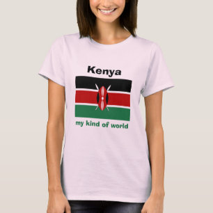 Kenya-Flagge + Karte + Text-T - Shirt