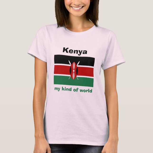 Kenya-Flagge + Karte + Text-T - Shirt (Vorderseite)