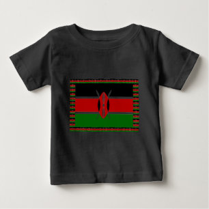 Kenya-Flagge mit Miniatur-Flag-Rahmen-Grenzkunst Baby T-shirt