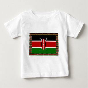 Kenya-Flagge mit Miniatur-Flag-Rahmen-Grenzkunst Baby T-shirt