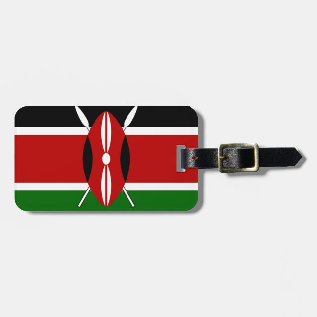 Kenya-Flagge mit Miniatur-Flag-Rahmen-Grenzkunst Gepäckanhänger (Vorderseite horizontal)