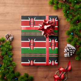 Kenya-Flagge mit Miniatur-Flag-Rahmen-Grenzkunst Geschenkpapier